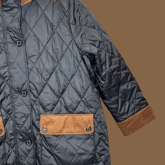 Barbour Mickley Quilted Jacket Black Ancient Full Zip Button Panel Women 2X NWT - Picture 6 of 14